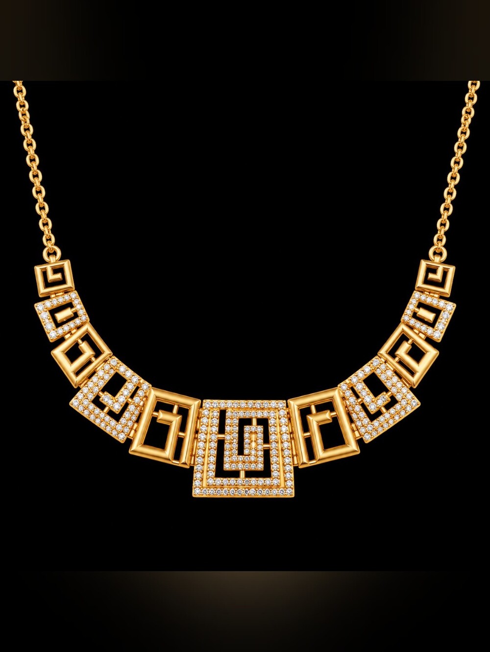 22kgp Dubai Jewelry Geometric Gold-Tone Statement Necklace - Women's Jewelry